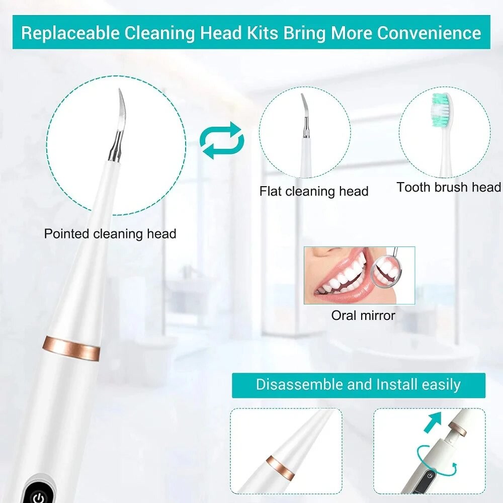 Electric Tooth Whitening Brush Frequency Sonic Teeth Cleaner Dental Scaler Toothbrush Calculus Plaque Remover Stone Remover Kit