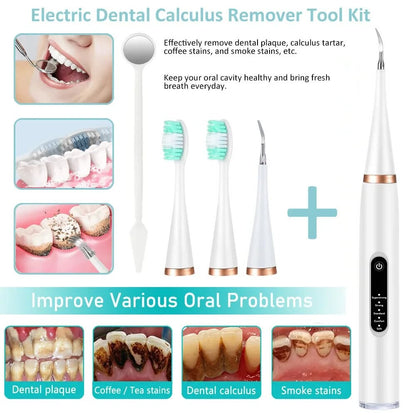 Electric Tooth Whitening Brush Frequency Sonic Teeth Cleaner Dental Scaler Toothbrush Calculus Plaque Remover Stone Remover Kit