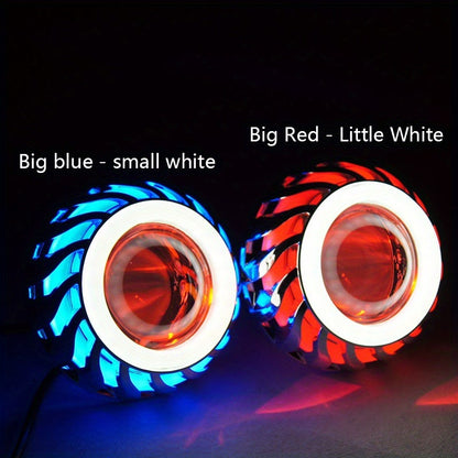 1pc Multi Color Halo LED Motorcycle Headlight Spot Lamp White Light Projector Lens Dual Angel Devil Eye HeadLamp Cyclone-Type